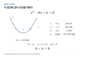 실근이 두 개라는 말에 양수 조건을 더하면