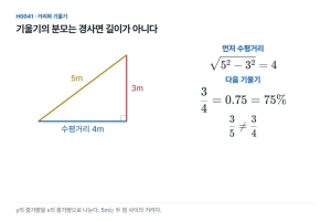 경사면이 5m라고 기울기의 분모에 5를 넣을까