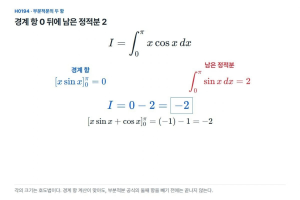 부분적분의 경계항이 0이어도 나머지 적분은 남는다
