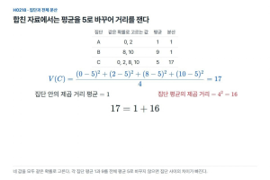 두 집단의 분산이 각각 1, 합쳐도 분산은 1일까