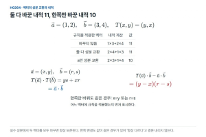 두 벡터의 성분을 모두 바꾸는 것과 한쪽만 바꾸는 것은 다르다