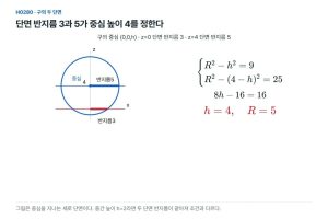 두 단면의 반지름이 다르면 구의 중심은 두 평면의 중간일까