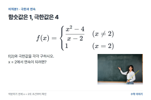 함숫값은 1, 극한값은 4: 연속을 확인하는 한 문항